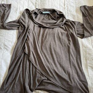 Chatoyant Womans XL Brown Knit Cowneck Long Sleeve Blouse